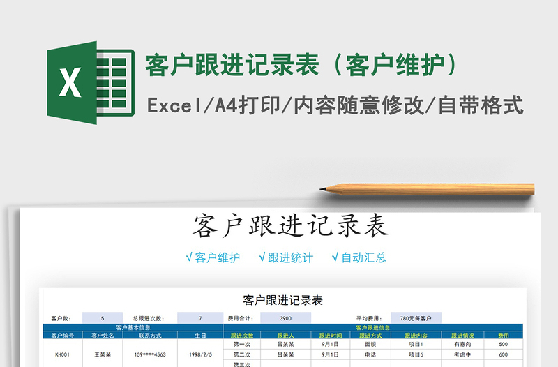 2021年客戶跟進記錄表(客戶維護)