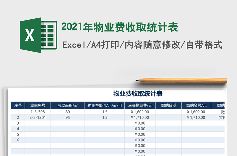 2021年物業(yè)費(fèi)收取統(tǒng)計(jì)表
