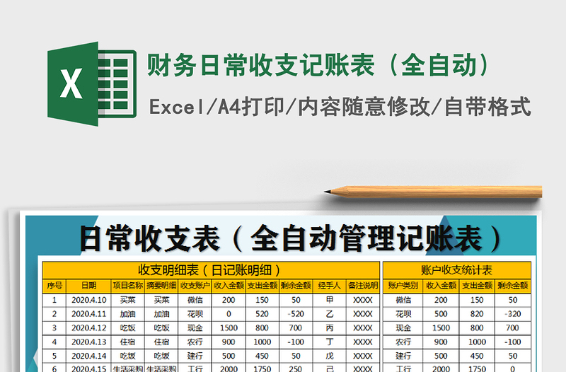 2021年财务日常收支记账表（全自动）