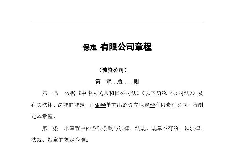 獨資公司章程