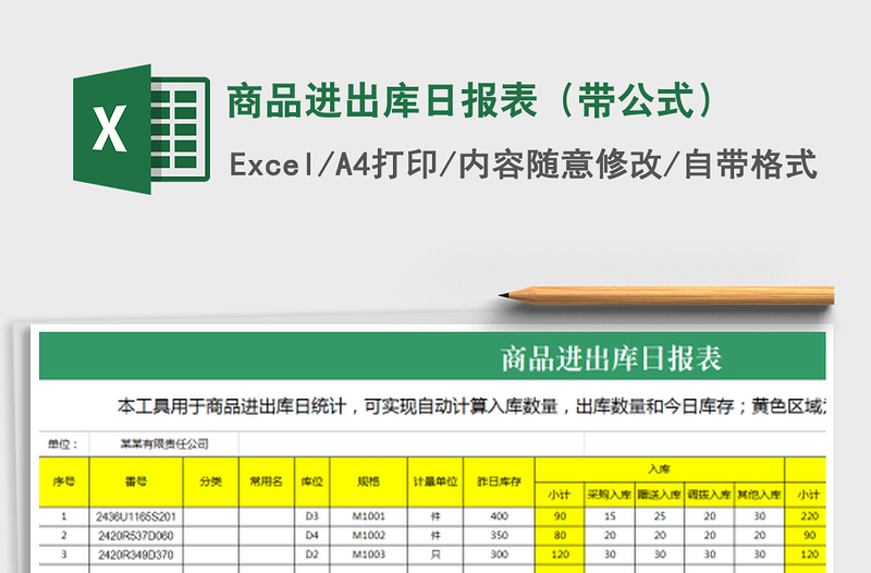 2021年商品進(jìn)出庫(kù)日?qǐng)?bào)表(帶公式)