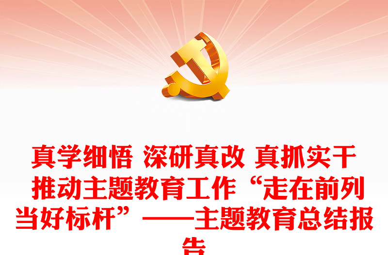 真學細悟 深研真改 真抓實干 推動主題教育工作“走在前列當好標桿”——主題教育總結(jié)報告