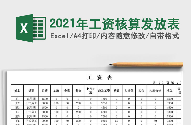 2021年工資核算發(fā)放表