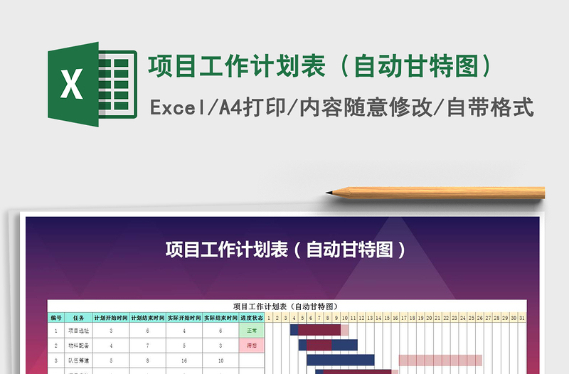 2021年項目工作計劃表(自動甘特圖)