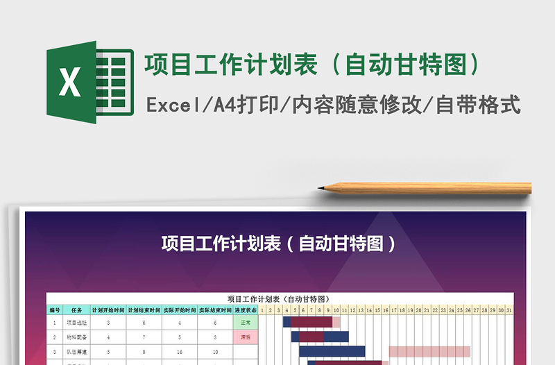 2021年项目工作计划表（自动甘特图）