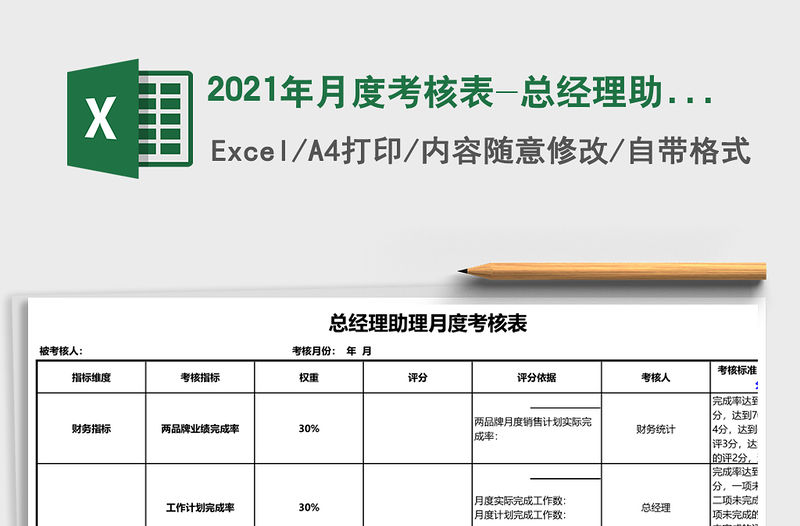 2021年月度考核表-總經理助理