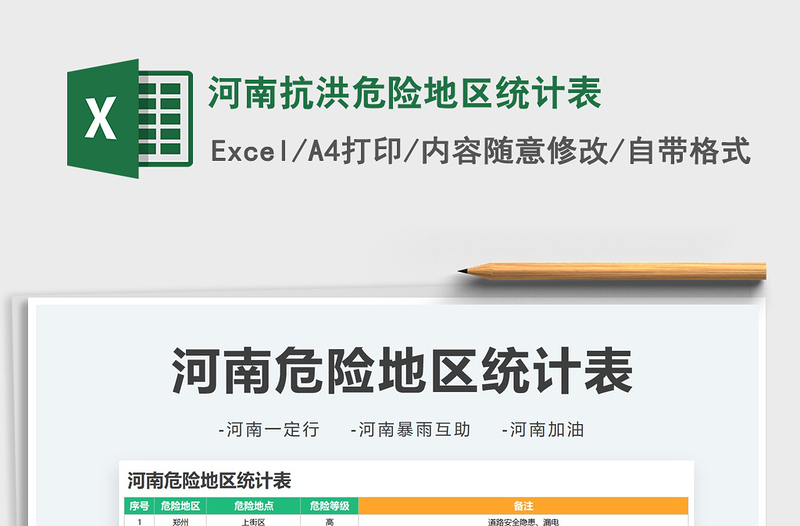 2021河南抗洪危險地區(qū)統(tǒng)計表免費下載