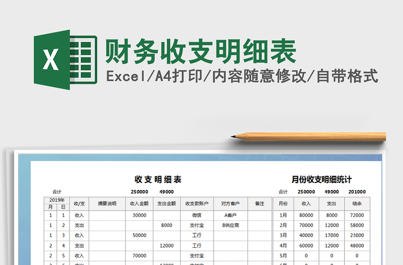 2022年财务收支明细表免费下载