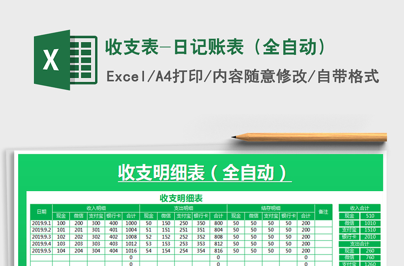 2021年收支表-日記賬表(全自動)