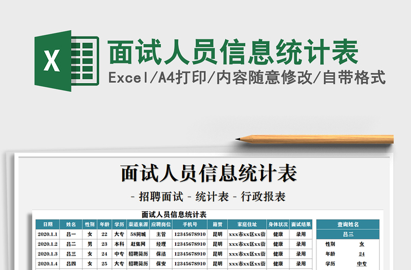 2021年面试人员信息统计表