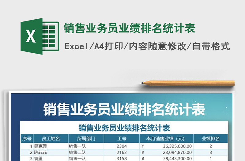 2021年销售业务员业绩排名统计表