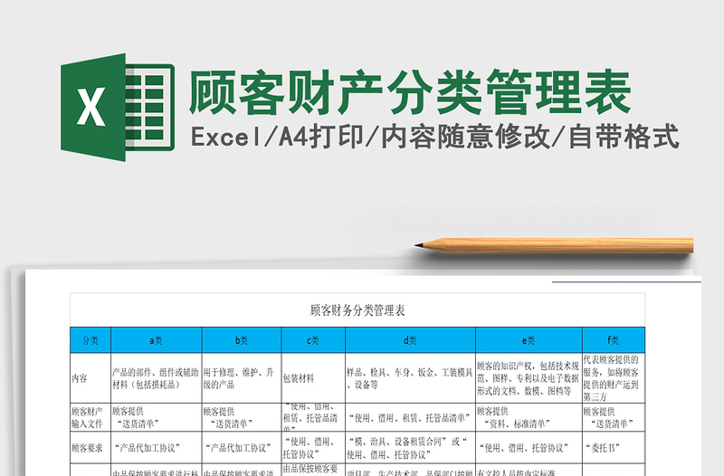 2021年顾客财产分类管理表