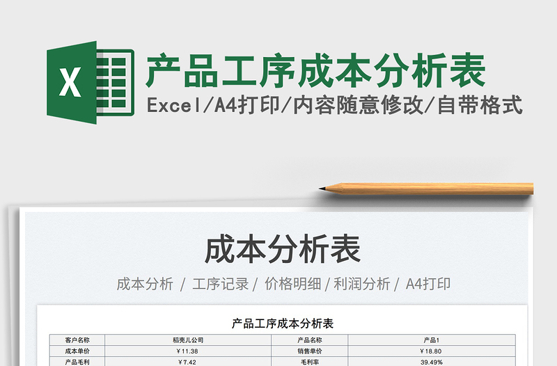 2023產(chǎn)品工序成本分析表免費(fèi)下載