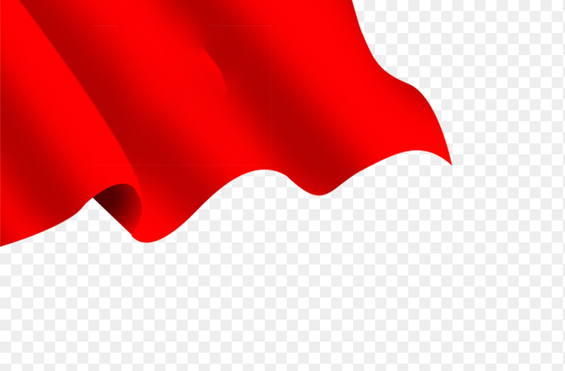 边角红色飞扬的旗帜装饰免抠党政元素素材