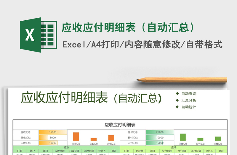 2021年应收应付明细表（自动汇总）