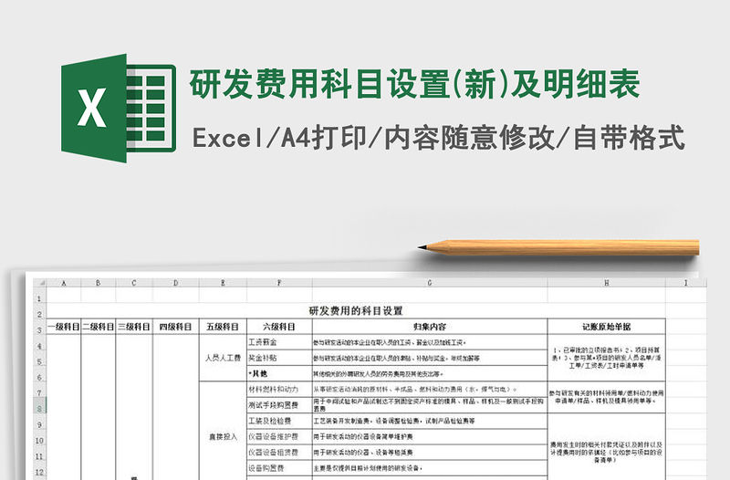 2021年研發(fā)費用科目設置(新)及明細表