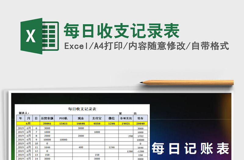 2021年每日收支記錄表