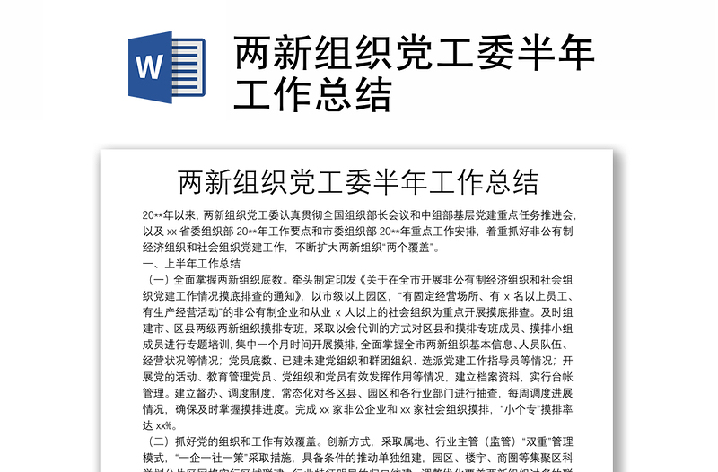 兩新組織黨工委半年工作總結(jié)