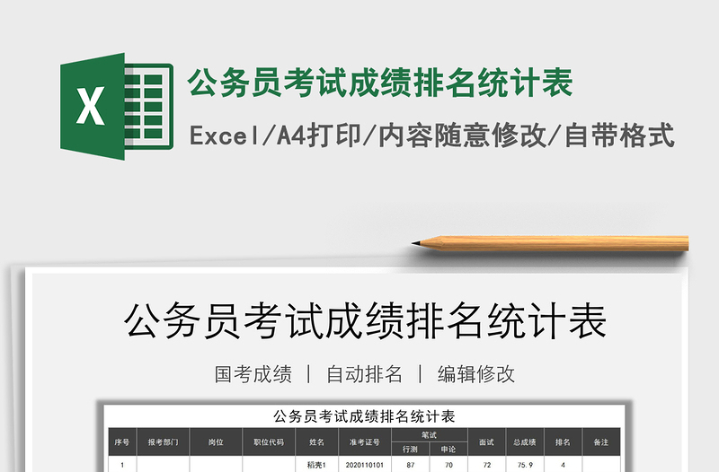 2021年公務員考試成績排名統(tǒng)計表