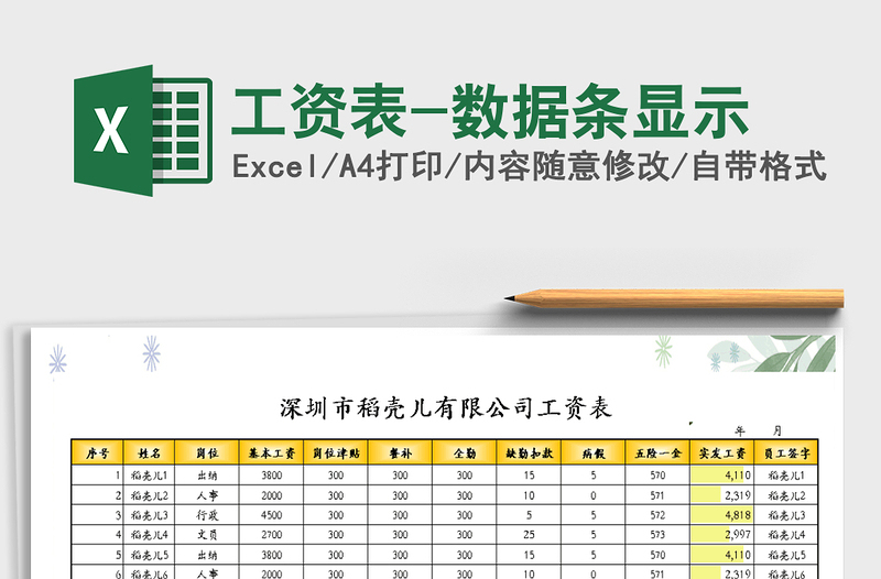 2021年工资表-数据条显示