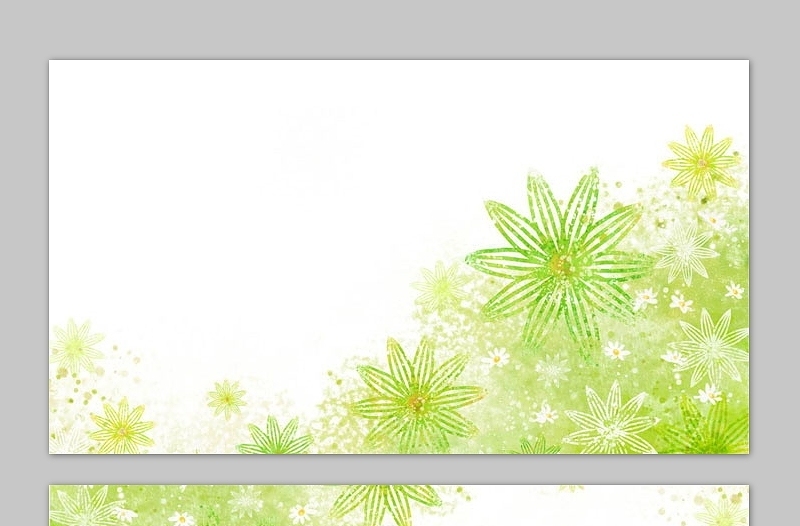 唯美卡通绿色花朵图案PPT背景