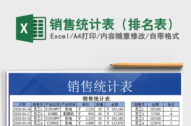 2021年銷售統(tǒng)計(jì)表（排名表）