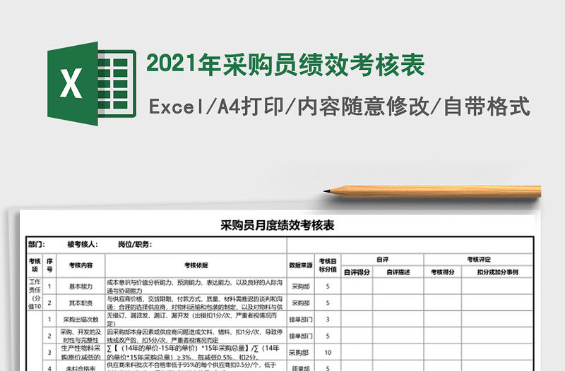 2021年采購員績效考核表