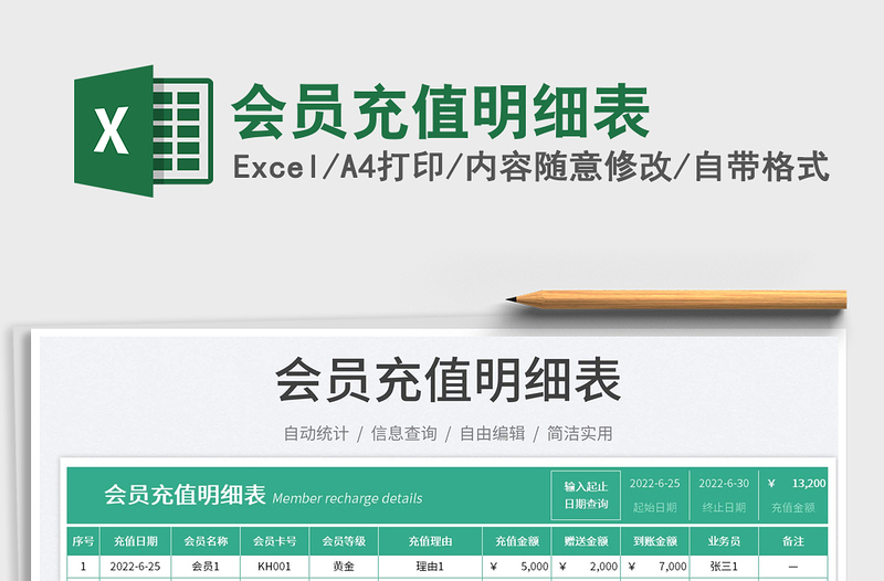 會員充值明細(xì)表