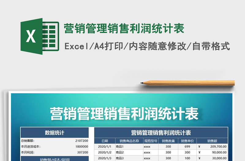 2021年營銷管理銷售利潤統(tǒng)計表