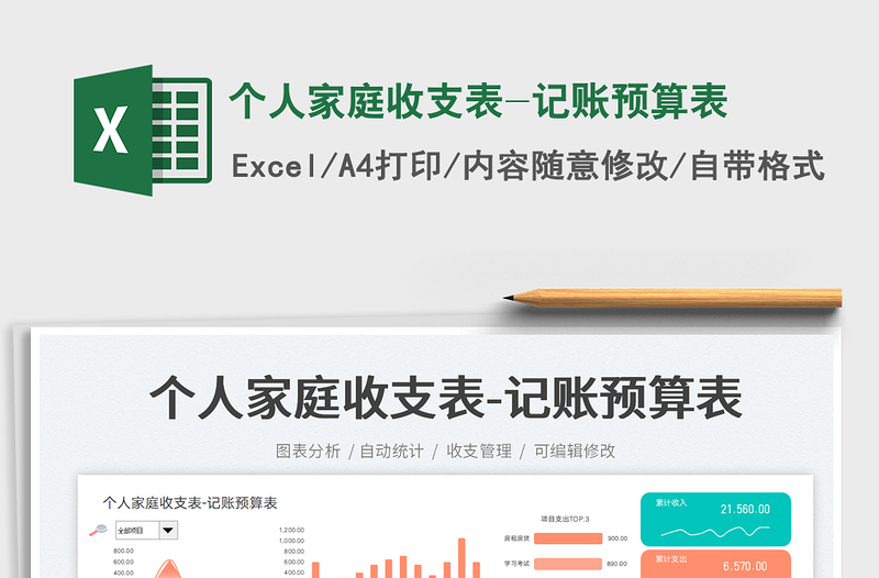 个人家庭收支表-记账预算表免费下载