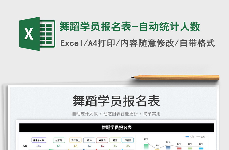 2022舞蹈學(xué)員報(bào)名表-自動(dòng)統(tǒng)計(jì)人數(shù)免費(fèi)下載