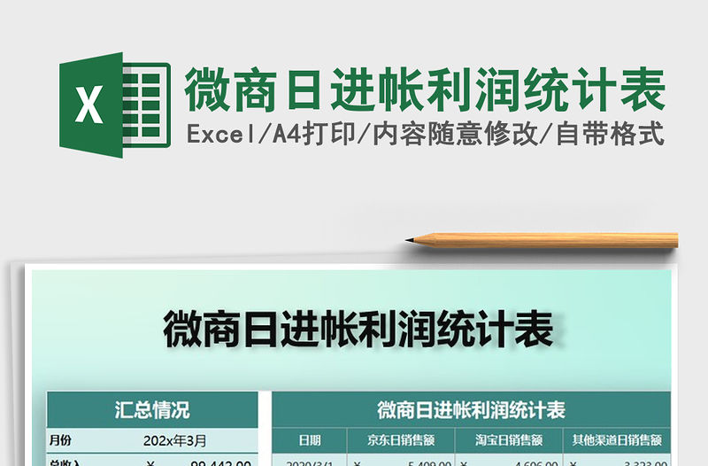 2021年微商日進帳利潤統(tǒng)計表