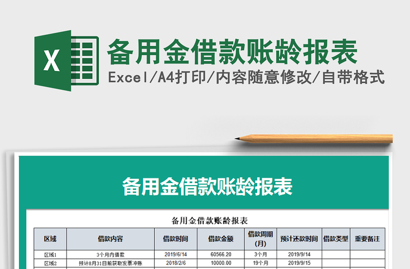 2021年備用金借款賬齡報表免費下載