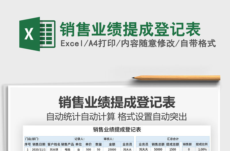 2021年銷售業(yè)績提成登記表免費下載