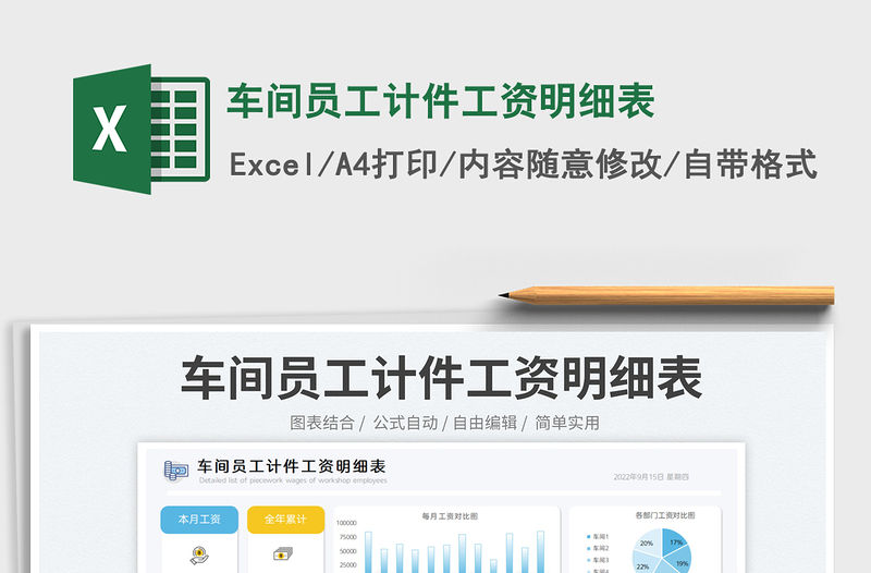 車間員工計(jì)件工資明細(xì)表