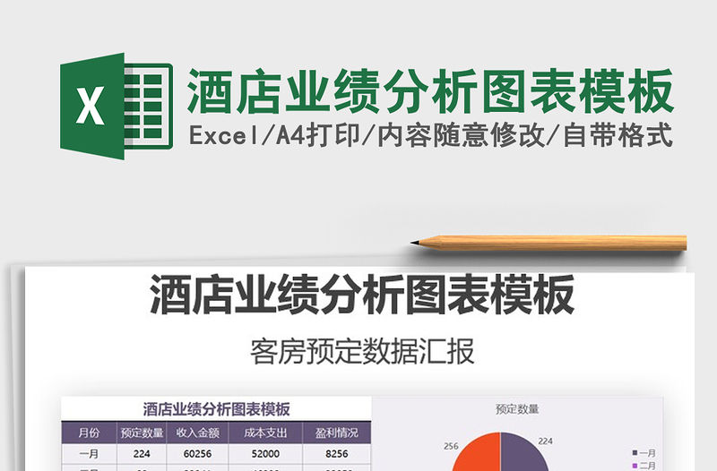 2021年酒店業績分析圖表模板