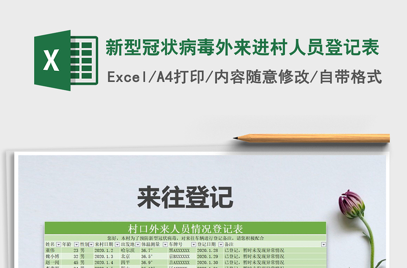 2021年新型冠狀病毒外來進(jìn)村人員登記表