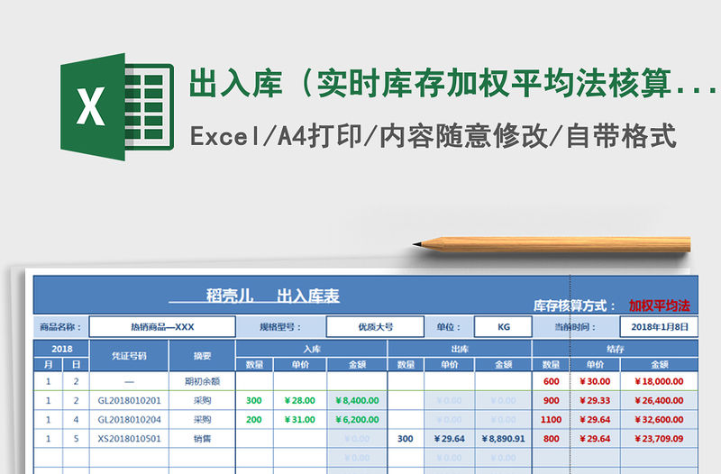 2021年出入庫(kù)（實(shí)時(shí)庫(kù)存,加權(quán)平均法核算）