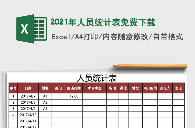 2021年人員統計表免費下載