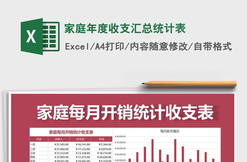 2021年家庭年度收支匯總統計表