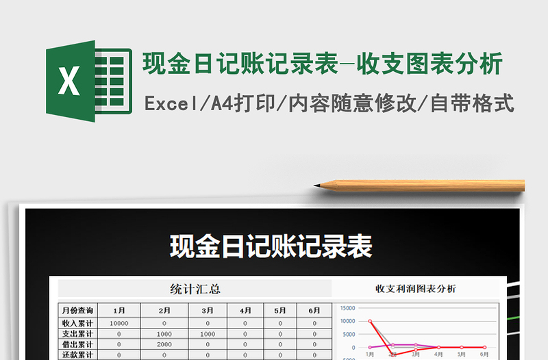 2022年现金日记账记录表-收支图表分析