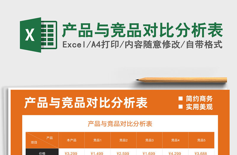 2021產品與競品對比分析表免費下載