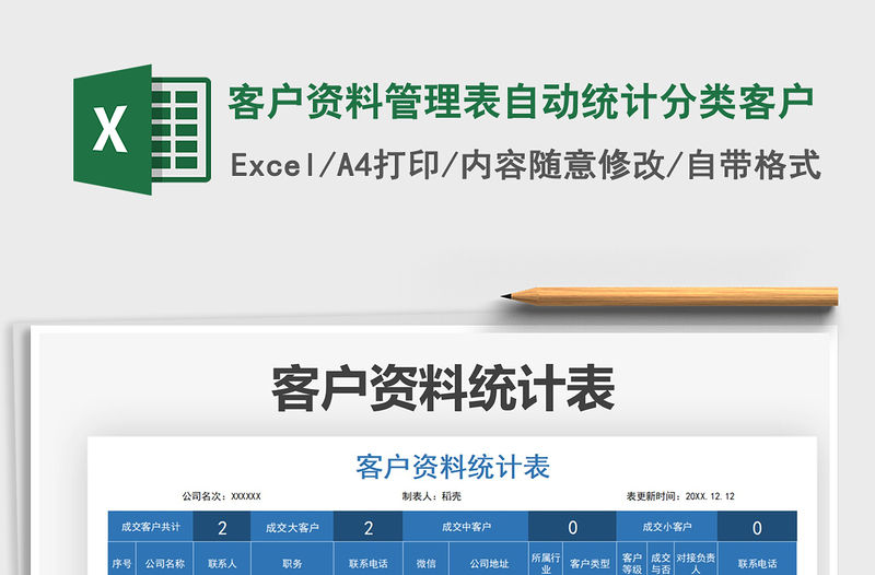 2022客戶資料管理表自動統計分類客戶免費下載