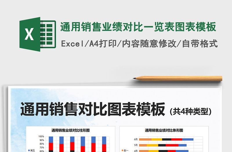 2022通用銷售業績對比一覽表圖表模板免費下載