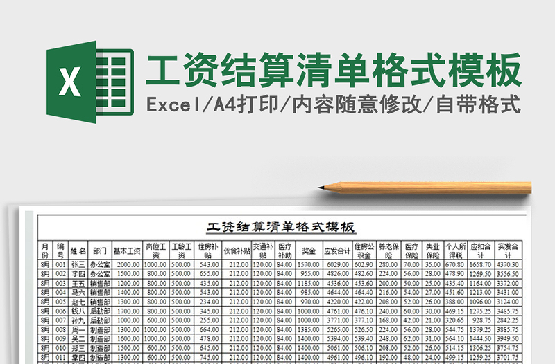 2022年工資結(jié)算清單格式模板