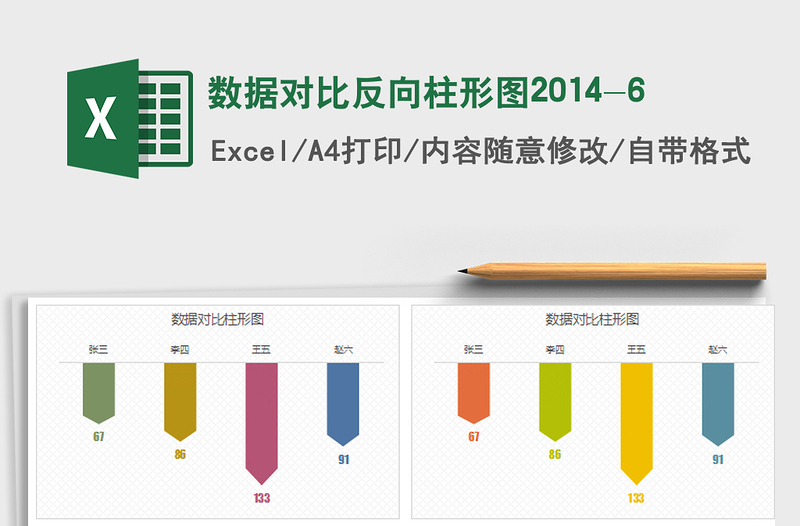 2022年数据对比反向柱形图2014-6免费下载