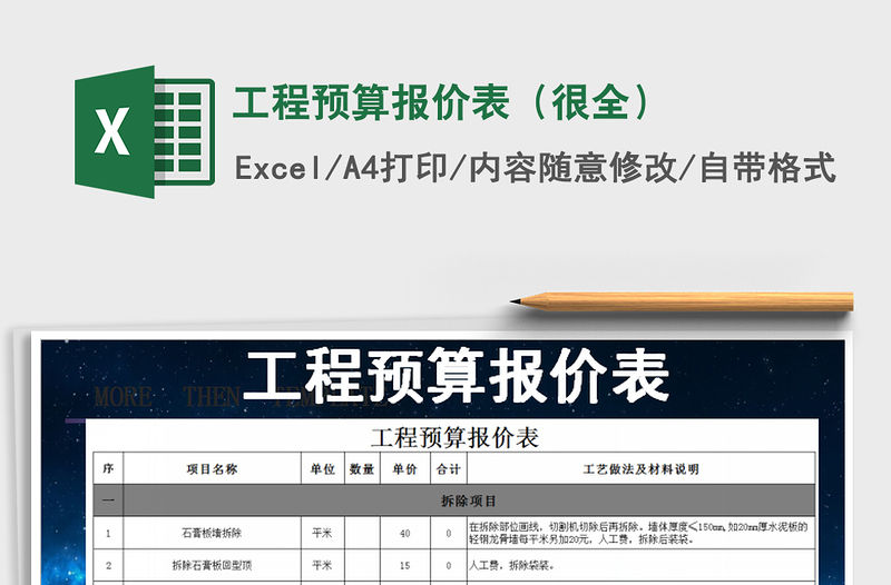 2021年工程預算報價表（很全）