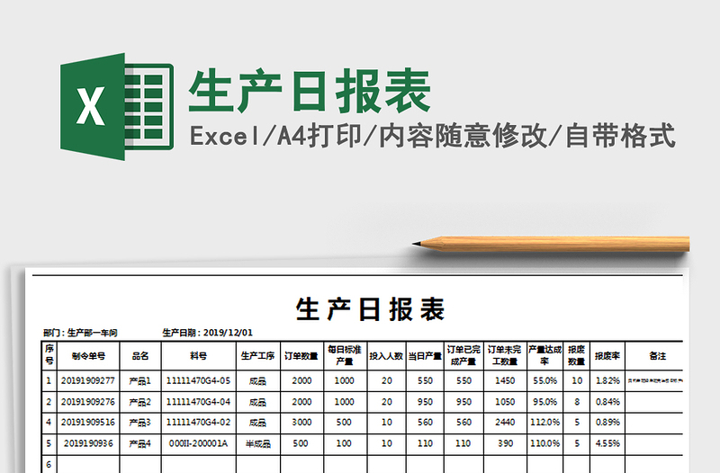 2021年生產(chǎn)日報表