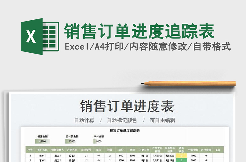 2022銷(xiāo)售訂單進(jìn)度追蹤表免費(fèi)下載