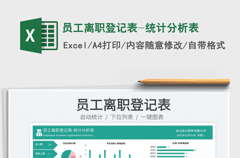 2023員工離職登記表-統(tǒng)計分析表免費下載